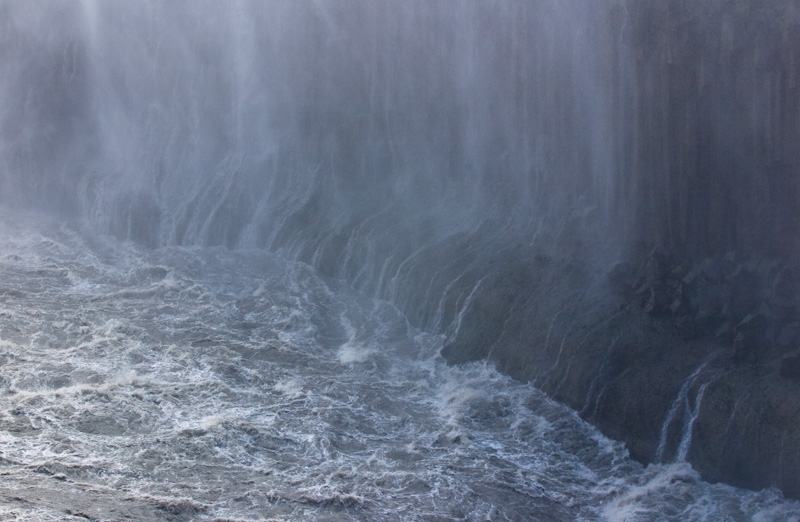 Spray From Dettifoss Running Down Canyon Wall